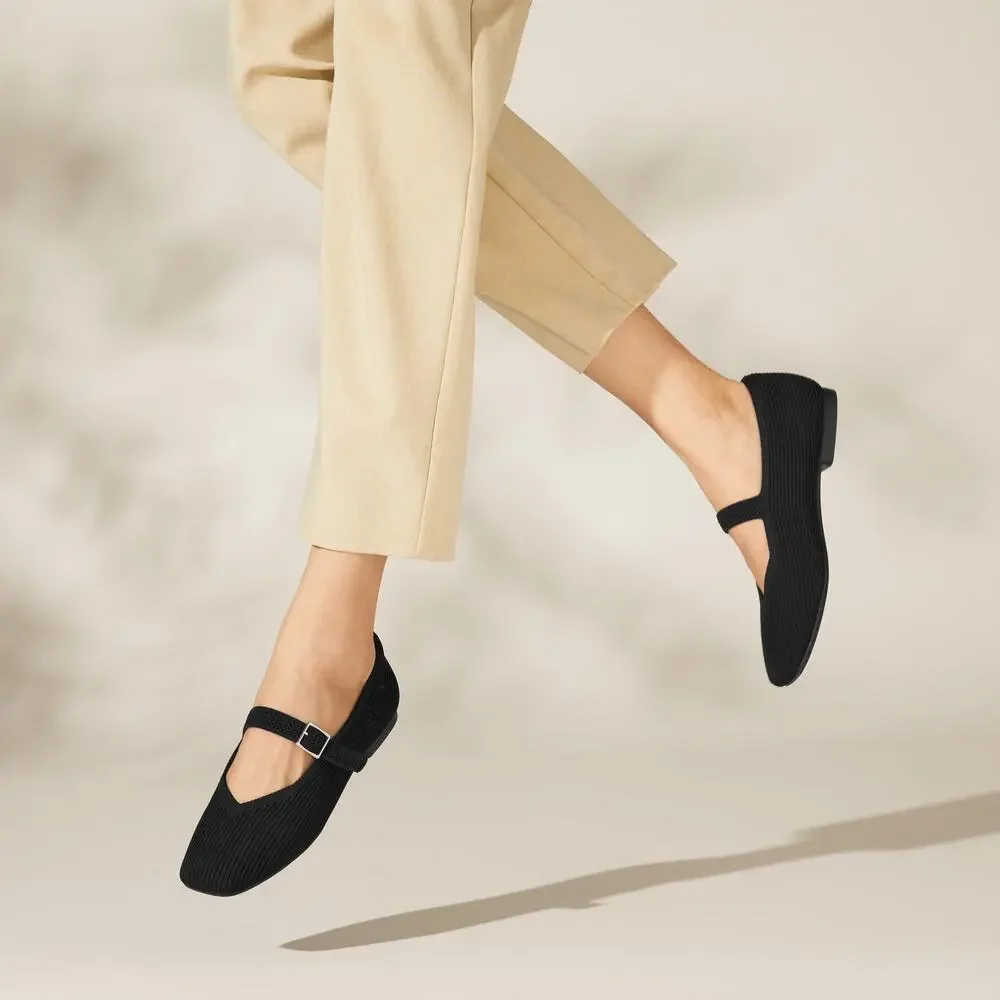 Vivaia Margot Mary Jane Comfort OldMoney Washable Arch Support Flats Black 10.5